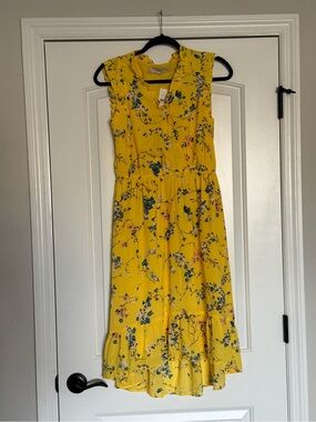 LOFT Women's Yellow & Floral Print Sleeveless Dress Size 2